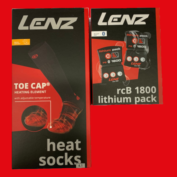 Lithium Pack rcB 1800 + LENZ heat sock 4.1 toe cap (grün/orange)