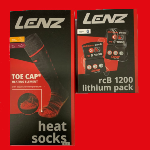 Lithium Pack rcB 1200 + LENZ heat sock 5.1 toe cap slim fit (grau/rot)